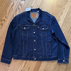 Levi's Denim Trucker Jacket Men's Size Large Dark Blue Size Large New